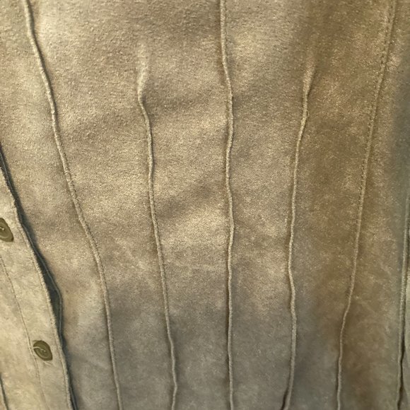 Button Up Shirt Notations Women's 1X Pin tuck Tunic Green Soft Grandma-core - Picture 9 of 9